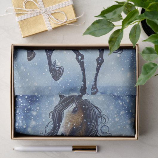 Mooie Whimsical-paarden in de sneeuwwinter Tissuepapier (Geschenk)
