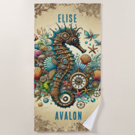 MOOIE WHIMSIKE STEAMPUNK ZEEPAARD PERSONALISEERBAA STRANDLAKEN