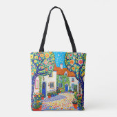 Mooie Whimsische Dorps Tote Tas (Achterkant)