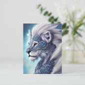 Mooie White Armored Warrior Lion Briefkaart (Staand voorkant)