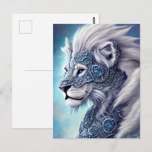 Mooie White Armored Warrior Lion Briefkaart (Voorkant / Achterkant)