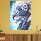 Mooie White Armored Warrior Lion Canvas Afdruk (Insitu (Woonkamer))