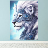 Mooie White Armored Warrior Lion Canvas Afdruk (Insitu (Houten vloer))