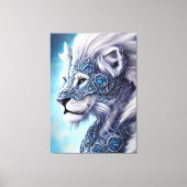 Mooie White Armored Warrior Lion Canvas Afdruk (Voorkant)