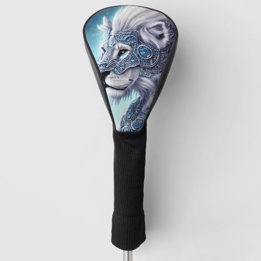 Mooie White Armored Warrior Lion Golfheadcover (Voorkant)