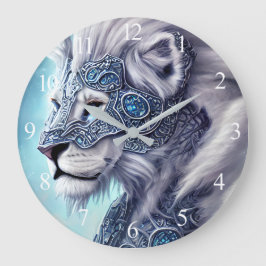 Mooie White Armored Warrior Lion Grote Klok