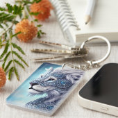 Mooie White Armored Warrior Lion Sleutelhanger (Voorkant Rechts)