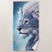 Mooie White Armored Warrior Lion Strandlaken (Voorkant)