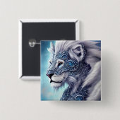 Mooie White Armored Warrior Lion Vierkante Button 5,1 Cm (Voorkant /achterkant)