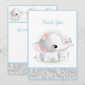 Mooie White Baby Elephant Bedankkaart (Voorkant / Achterkant)