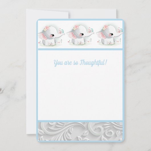 Mooie White Baby Elephant Bedankkaart (Achterkant)