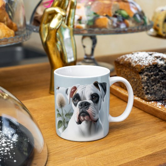 Mooie White Boxer Dog te zien in de Natuur Koffiemok
