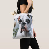 Mooie White Boxer Dog te zien in de Natuur Tote Bag (Dichtbij)