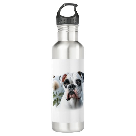 Mooie White Boxer Dog te zien in de Natuur Waterfles (Voorkant)