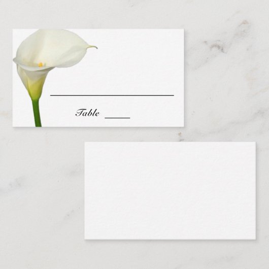 Mooie White Calla Lily Flat Wedding Plaatskaartje (Voorkant / Achterkant)