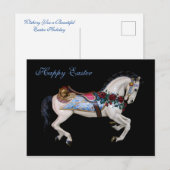 Mooie White Carrousel Horse Happy Easter Feestdagenkaart (Voorkant / Achterkant)