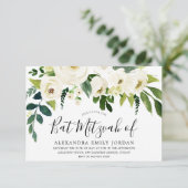 Mooie White Flowers Bar Mitzvah Bat Mitzvah Kaart (Staand voorkant)