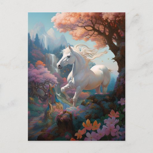 Mooie White Horse Fantasy Art Briefkaart (Voorkant)