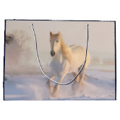 Mooie White Horse Galloping in Sneeuwkerstmis Groot Cadeauzakje (Achterkant)