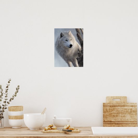 Mooie White Wolf Art Poster (Keuken)
