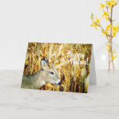 Mooie Whitetail Herten Buck Waterverf Verjaardag Kaart (Gele Bloem)