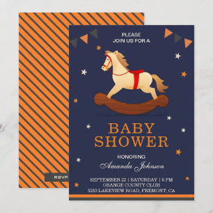 Mooie Wiegende Paard Baby Shower Uitnodiging
