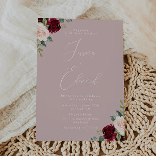 Mooie wijn & blush elegantie bruiloft kaart