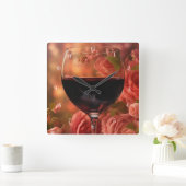 Mooie Wijn en Rozen Kunst Vierkante Klok (Huis)