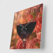 Mooie Wijn en Rozen Kunst Vierkante Klok (Hoek)
