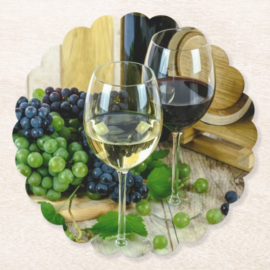 Mooie wijn, verouderd tot perfect, kartonnen onderzetters (Voorkant)