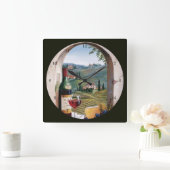 Mooie wijn vierkante klok (Huis)