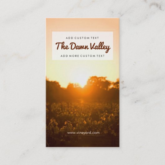Mooie wijnbouw bij Dawn Elegant Vineyard Winery Visitekaartje (Voorkant)