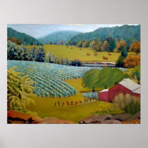 Mooie wijngaard op Augusta Missouri Farm Poster