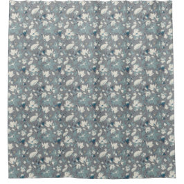 Mooie wijnstokken, crème Blue Grey Floral Print Douchegordijn