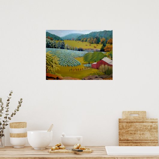 Mooie wijnwerf op het Poster van het Augusta Misso (Keuken)