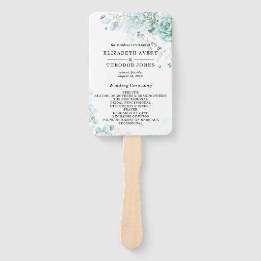 Mooie wijze greens Bloemen bruiloft programma Handwaaier (Voorkant)