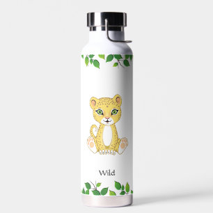 Mooie Wilde Baby Luipaard op Wit Waterfles