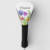 Mooie wilde bloem aangepaste naam dames golfheadcover (Voorkant)