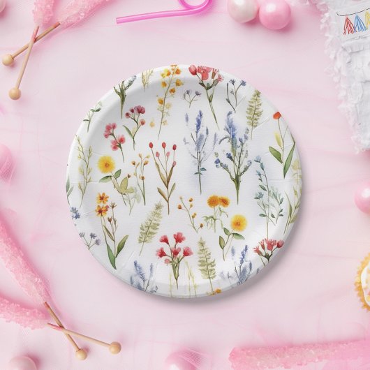 Mooie Wilde Bloem Aquarel Botanisch Kunstwerk Papieren Bordje