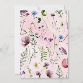 Mooie wilde bloem Boho 1e verjaardagsuitnodiging Kaart (Achterkant)