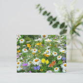 Mooie wilde bloem en vlindermeadow briefkaart (Staand voorkant)