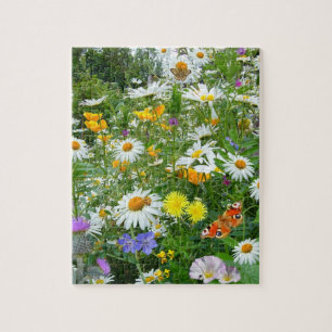 Mooie wilde bloem en vlindermeadow legpuzzel