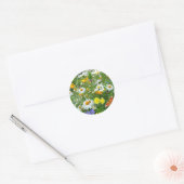 Mooie wilde bloem en vlindermeadow ronde sticker (Envelop)