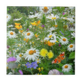 Mooie wilde bloem en vlindermeadow tegeltje (Voorkant)