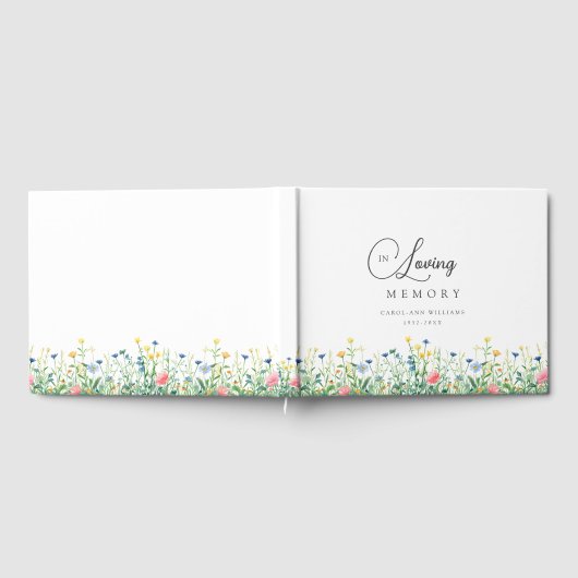 Mooie, wilde bloem "In Loving Memory" begrafenis Gastenboek (Volledig)