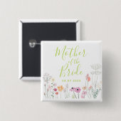 Mooie Wilde Bloem Moeder van de Bruid Borrel Vierkante Button 5,1 Cm (Voorkant /achterkant)