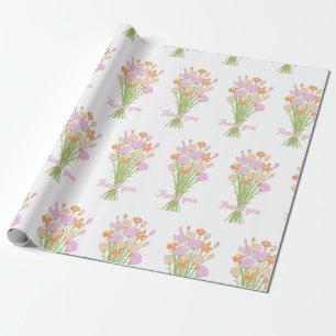 Mooie wilde bloem pastelkleurige bruiloftsdank je  cadeaupapier
