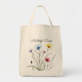 Mooie wilde bloem potloodschets stijl boodschappen tote bag (Voorkant)