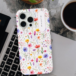 Mooie Wilde Bloem Roze Ovale Naambord iPhone 15 Pro Max Hoesje