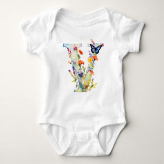 Mooie Wilde Bloem Vlinder Monogram Romper
